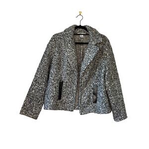 Carole Wren Career Style Textured Tweed Jacket Blazer‎ Black White Size L